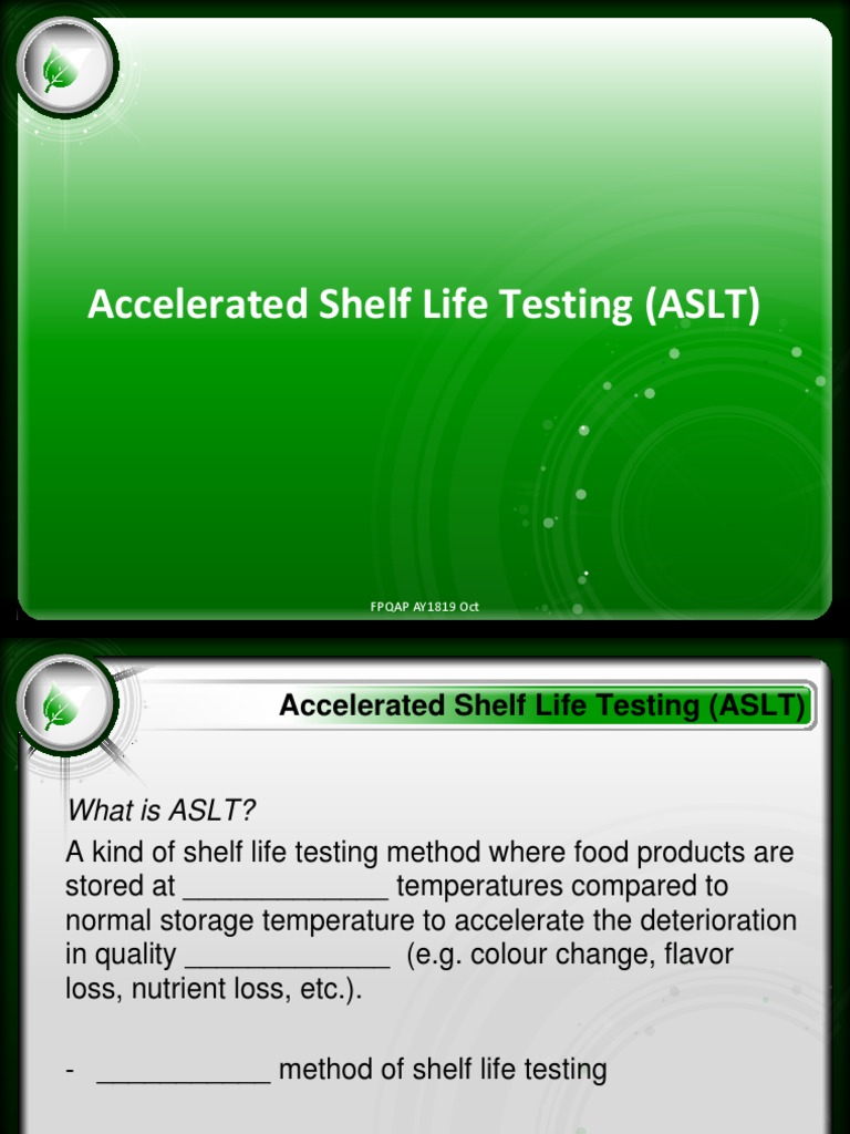 Accelerated Shelf Life Testing (ASLT) AY1819 Student PDF Shelf