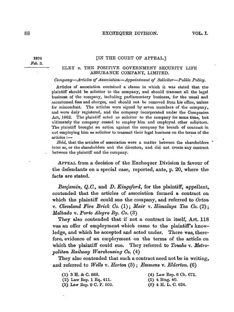 Company-Articles of Association-Appointment of Solicitor-Public Policy | Download Free PDF ...