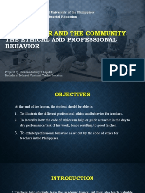 The Teacher And Community The Ethical And Professional Behavior Pdf Teachers Teaching Method