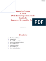Operating System B. Tech. Delhi Technological University Deadlocks Instructor: Divyashikha Sethia