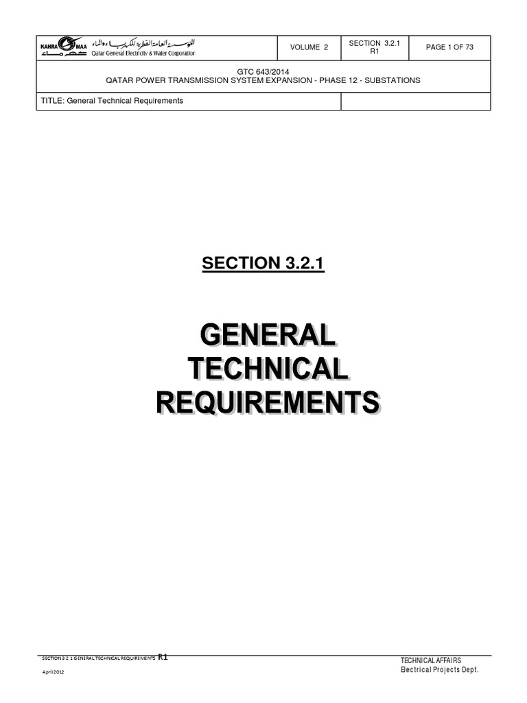 Section 3 2 1 General Technical Requirements R1 | PDF | Electrical ...