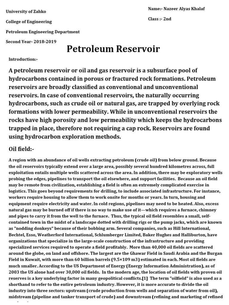essay about petroleum engineering