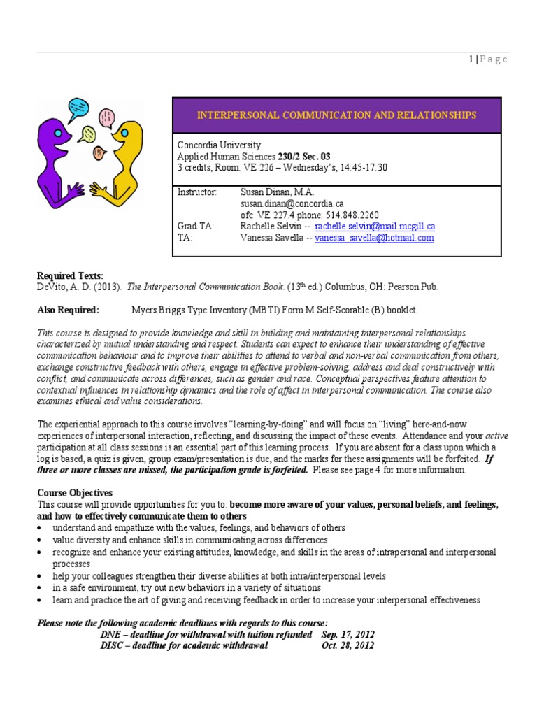 Interpersonal Communication Course Guide | PDF | Interpersonal ...