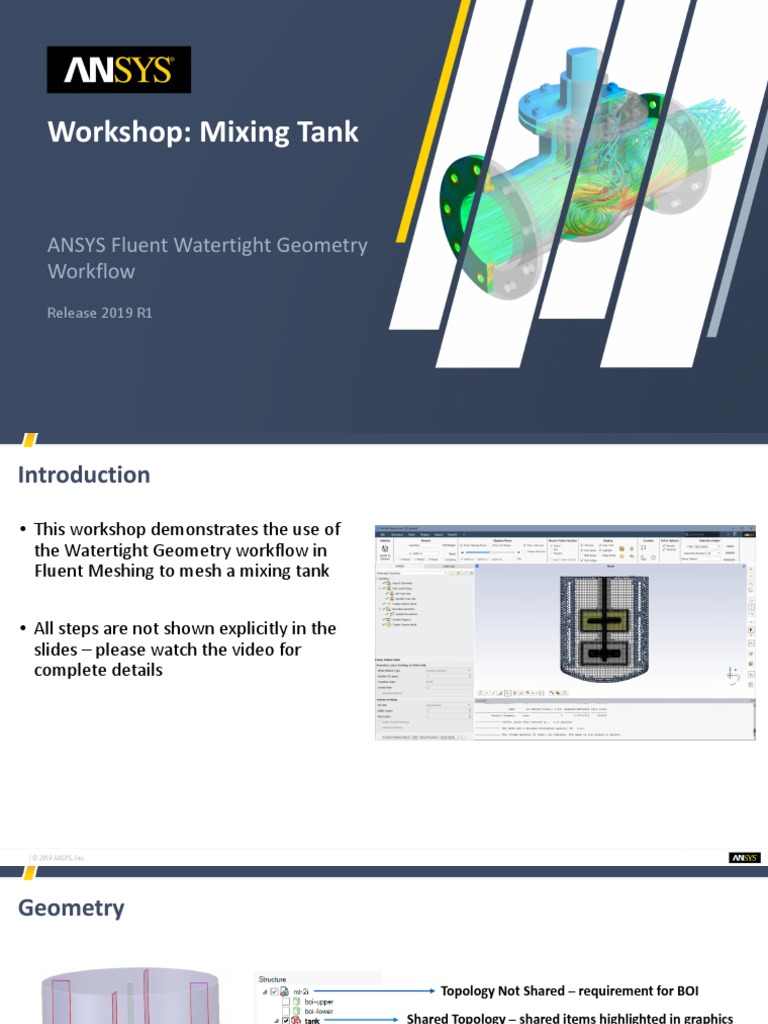 Mixing Tank ANSYS Fluent Watertight Geometry Workflow PDF