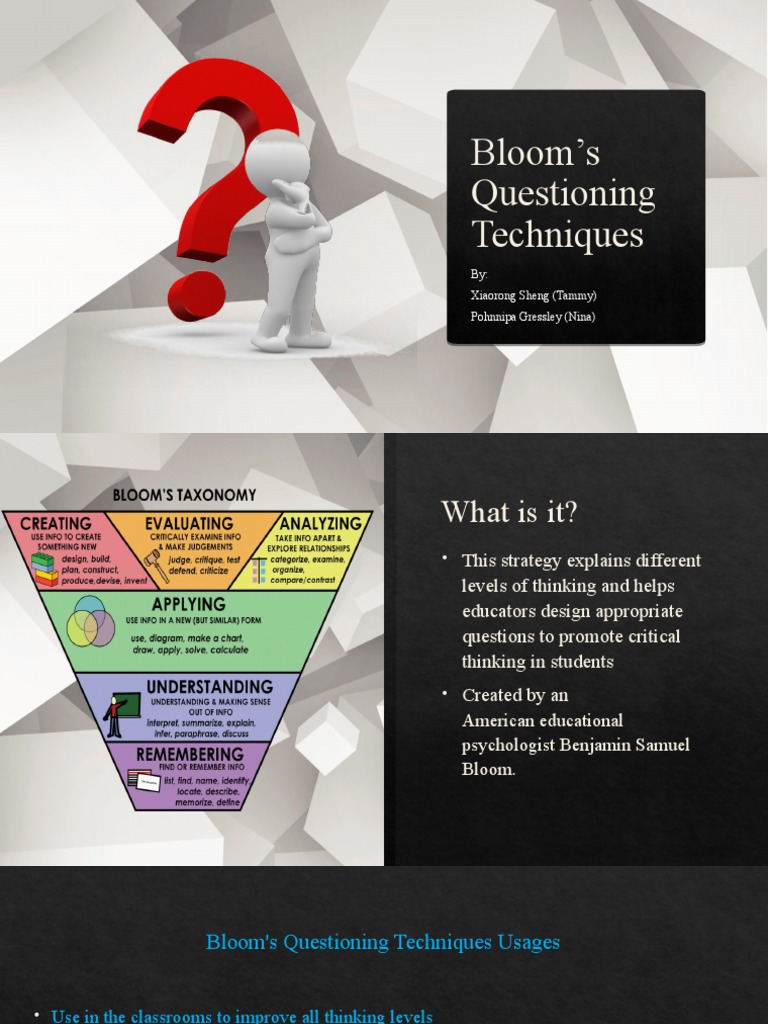 Bloom's Questioning Techniques Guide | PDF | Reading Comprehension ...