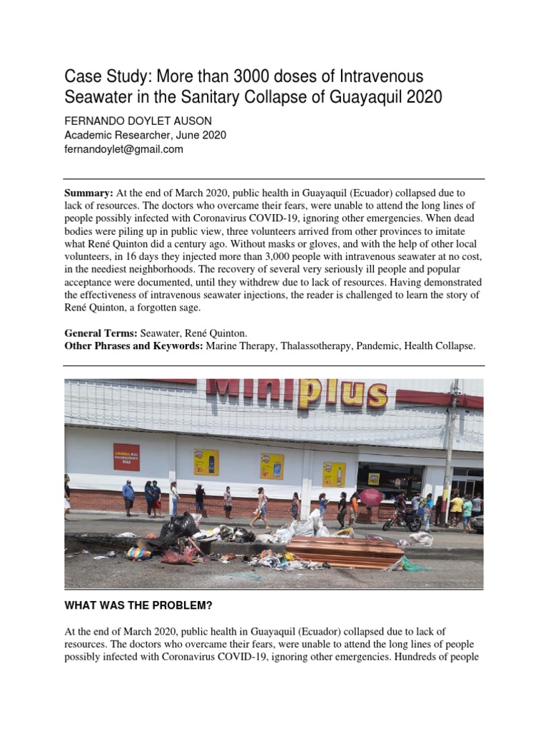 Intravenous Seawater in Guayaquil's Crisis | PDF | Health Care | Health ...
