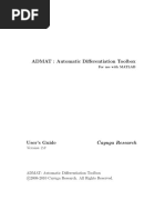 ADMAT-Automatic Differentiation Toolbox For Use With MATLAB