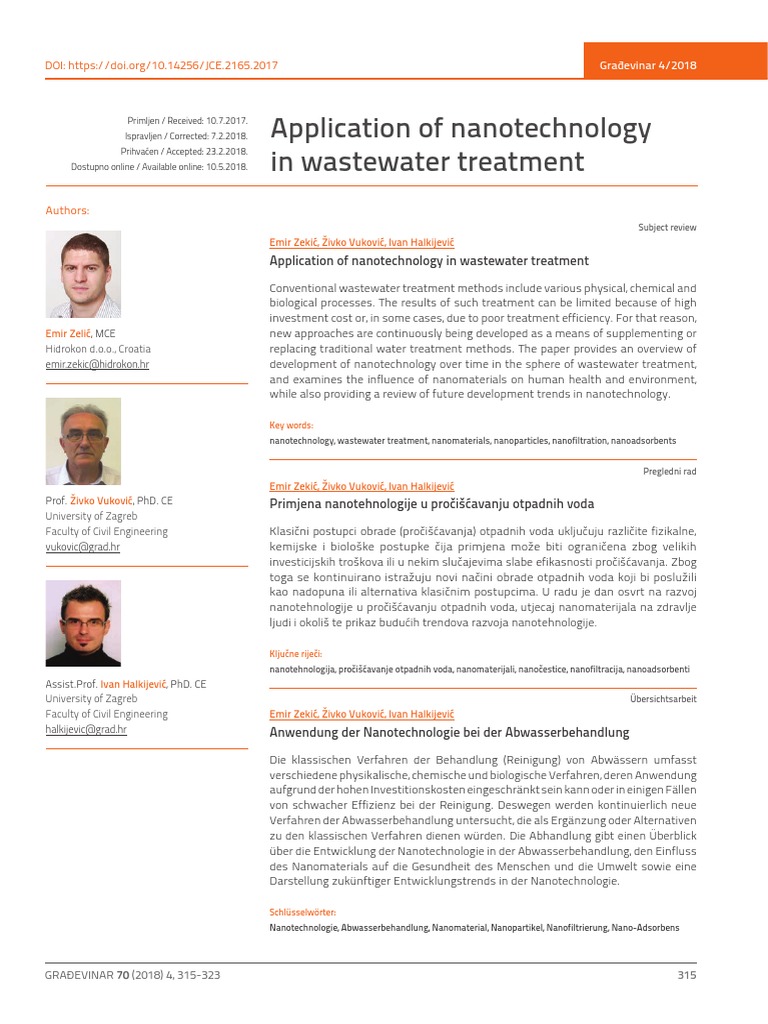 Nanotechnology in Wastewater Treatment | PDF | Nanomaterials ...