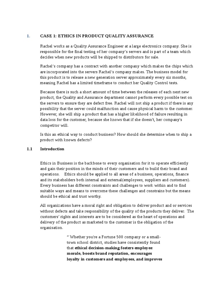 Ethics in Quality Assurance Decisions | PDF | Quality Assurance ...