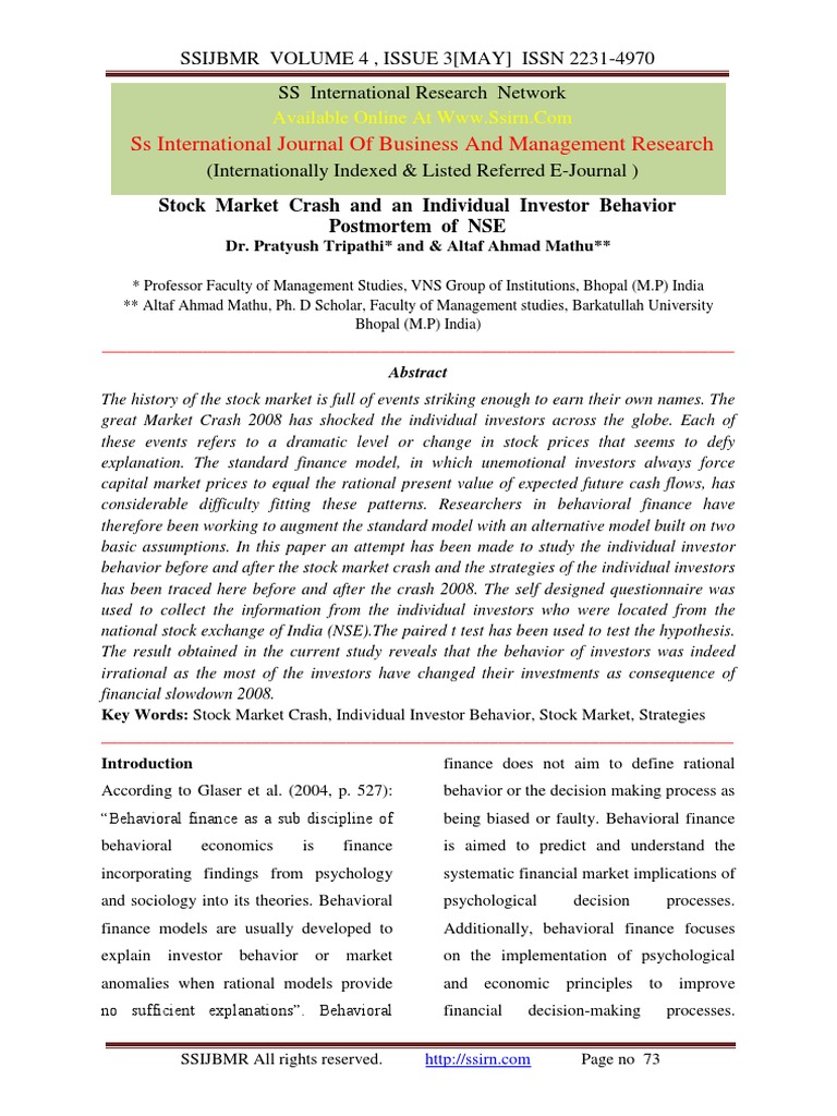 Stock Market Crash and An Individual Inv PDF | PDF | Behavioral ...