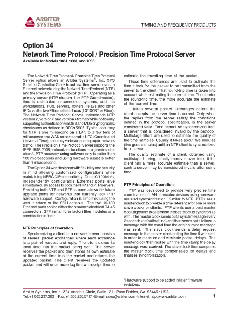 Option34 NTP PTP | PDF | Network Protocols | Computer Network