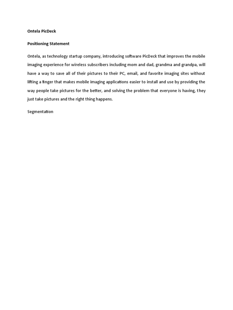 Ontela PicDeck Mobile Imaging Solution | PDF