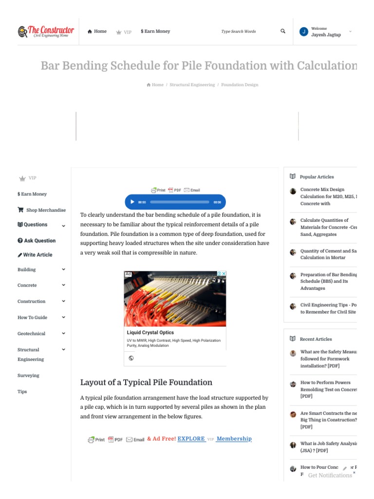 Bar Bending Schedule For Pile Foundation With Calculations | Download ...