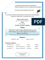 Etude de L'activité Anti-Inflammatoire Et Antihémolytique de L'extrait Aqueux de Feuilles de Malva Sylvestris L.