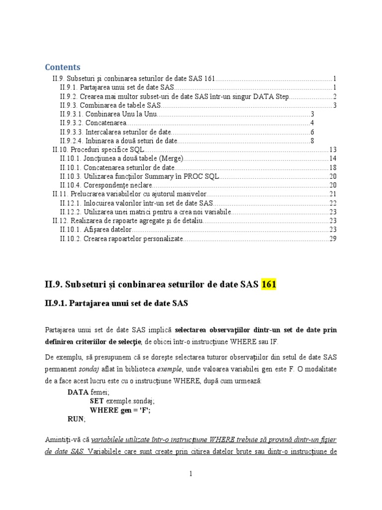 Curs Programare SAS 3 | PDF
