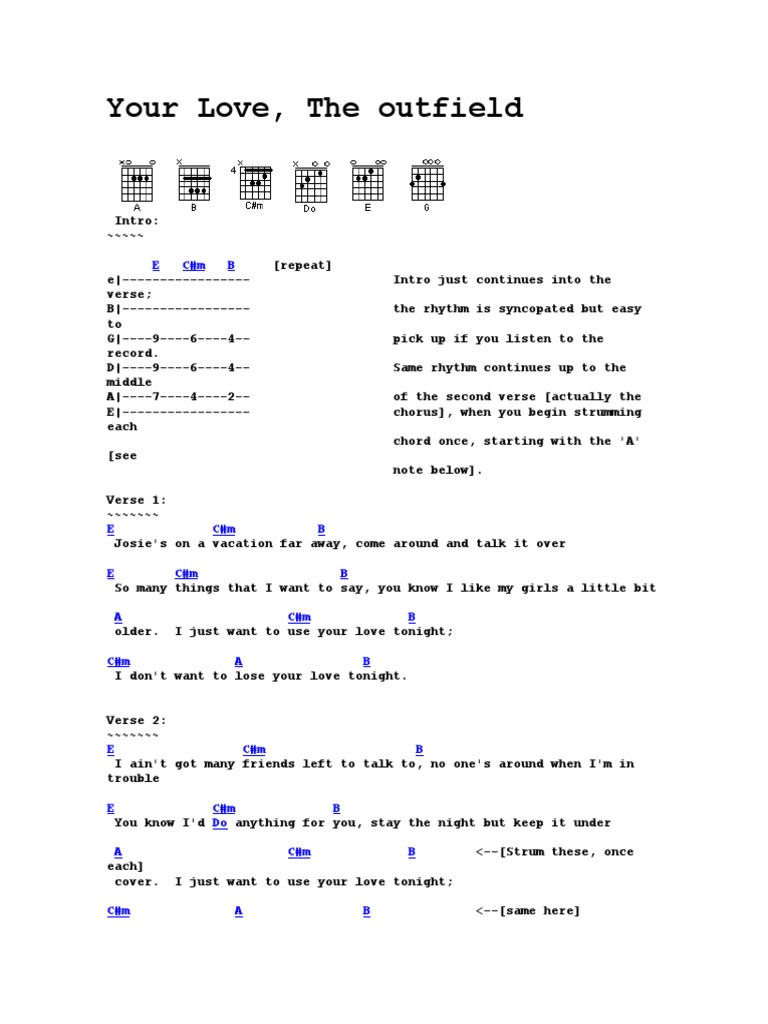 Your Love The Outfield Pdf Song Structure Entertainment General