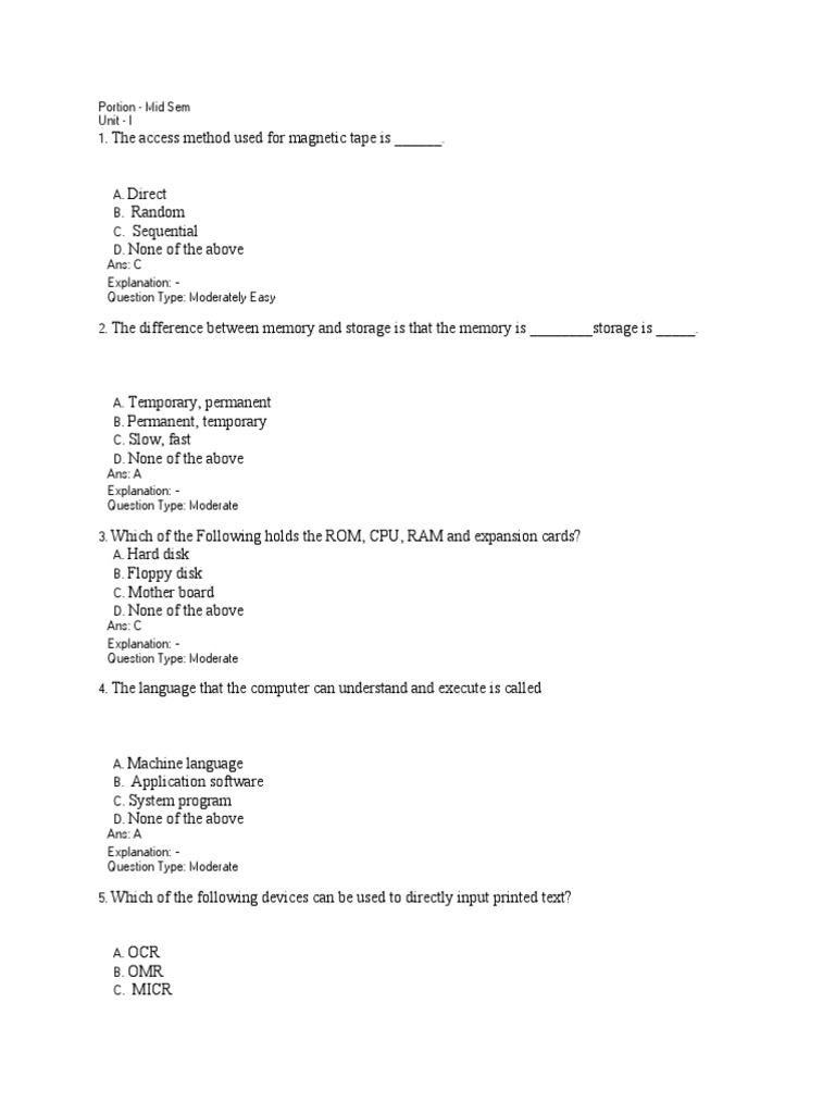 Computer Fundamentals Mid Sem Review | PDF | Computer Data Storage ...