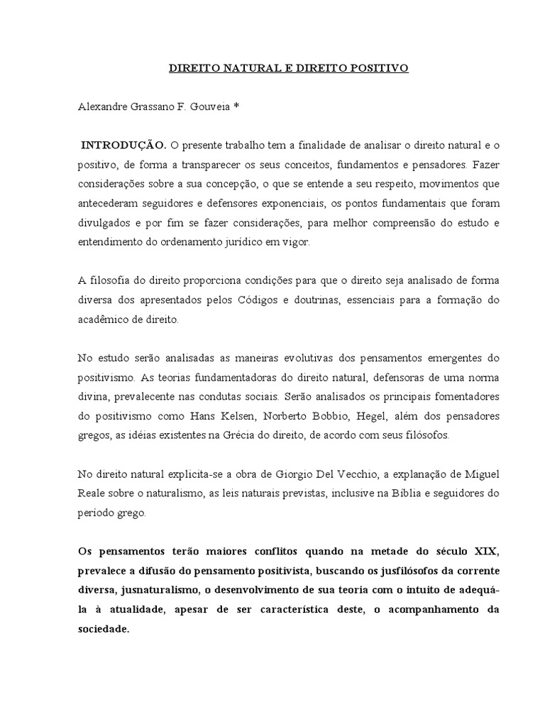 Direito Natural e Direito Positivo PDF Lei Natural Utilitarismo