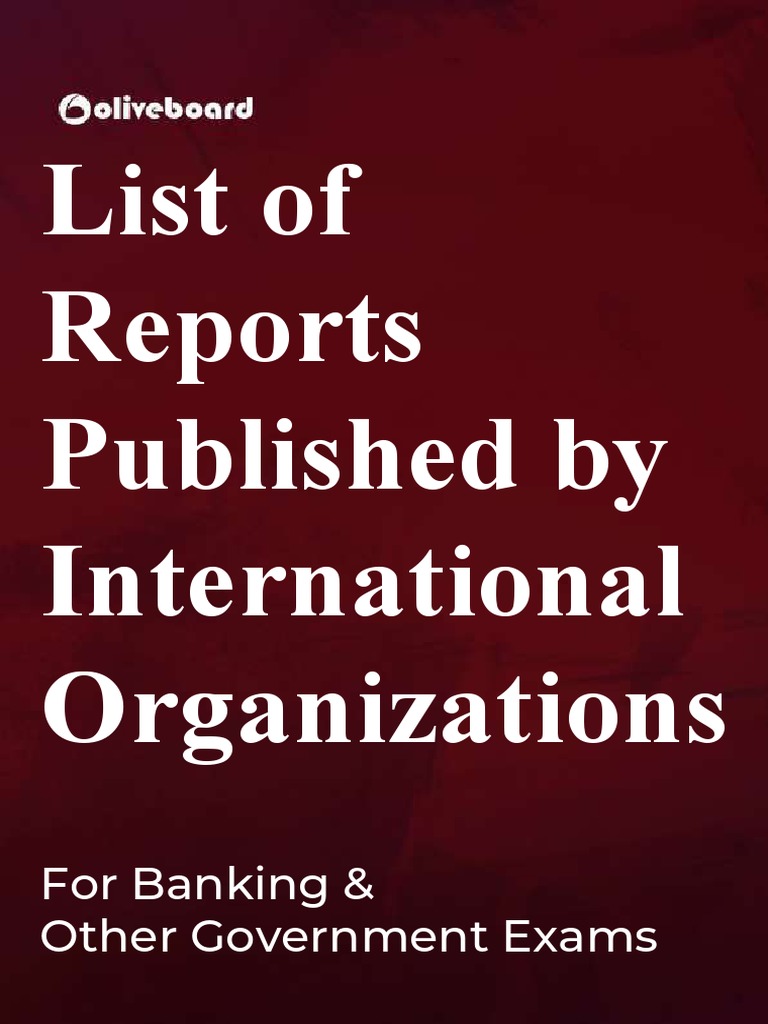 List of Reports Published by International Organizations For Banking