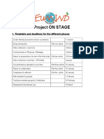 Project ON STAGE: 1. Timetable and Deadlines For The Different Phases