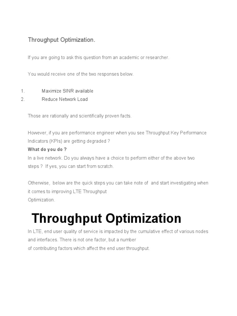 Throughput Optimization | PDF | Quality Of Service | Telecommunications