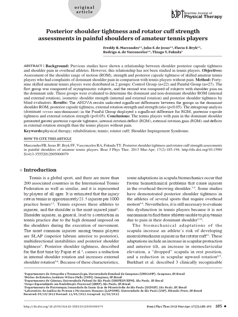 Posterior Shoulder Tightness and Rotator Cuff Strength Assessments in