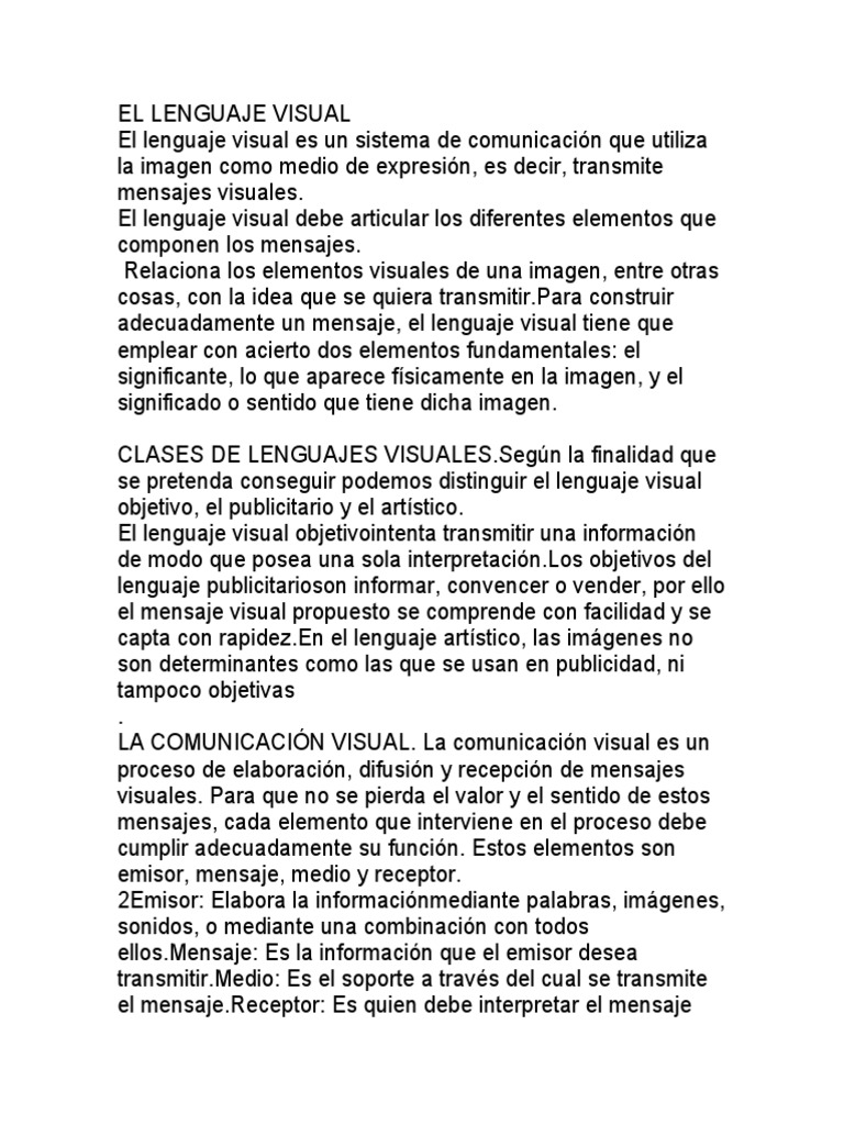 El Lenguaje Visual en Comunicación | PDF | Percepción visual | Comunicación