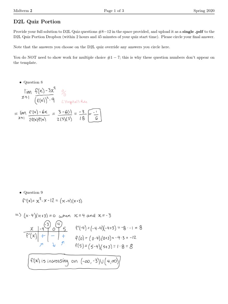 D2L Midterm 2 Quiz Instructions | PDF | Computers