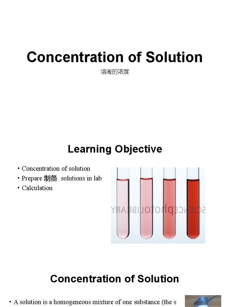 Concentration of Solution | PDF | Mass Concentration (Chemistry) | Solution