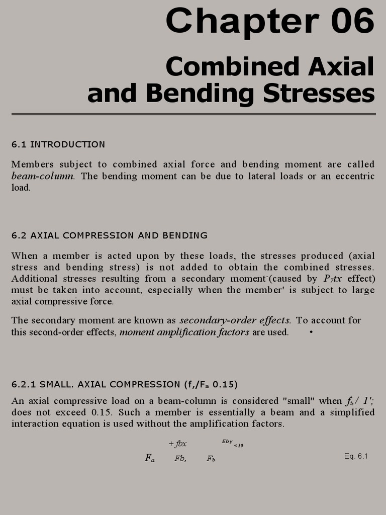 Combined Axial and Bending Stresses: Beam-Column | PDF