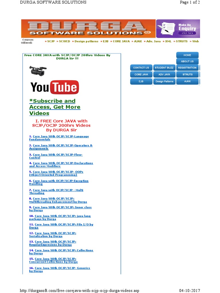 Core Java OCJP Content Index | PDF | Java (Programming Language ...