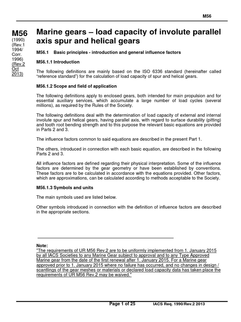 M56 Marine Gears Load Capacity of Involute Parallel Axis Spur and Helical Gears M56 Download