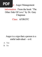 Anger Management: From The Book "The Other Side of Love" by Dr. Gary Chapman: Afjrotc