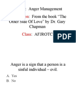 Anger Management: From The Book "The Other Side of Love" by Dr. Gary Chapman: Afjrotc