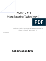 15mec - 213 Manufacturing Technology-I: Subject: 15mec 213-Manufacturingtechnology-I Class: 4 Sem B.Tech-Mech A'