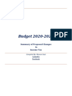 Budget 2020-2021: Summary of Proposed Changes in Income Tax