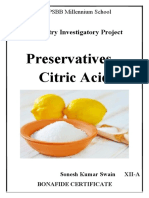 Preservatives - Citric Acid: Chemistry Investigatory Project