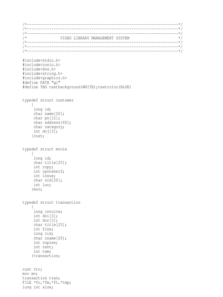 Video Library in C | PDF | Computer Engineering | Unix Software