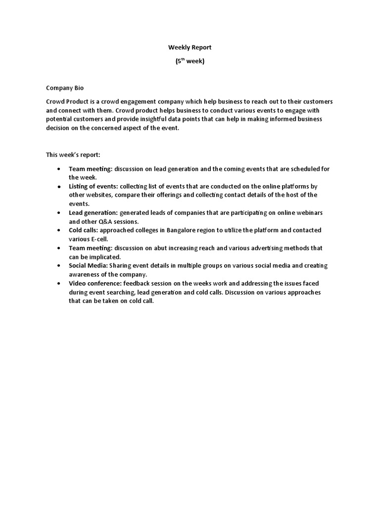 5th Week Report Pdf