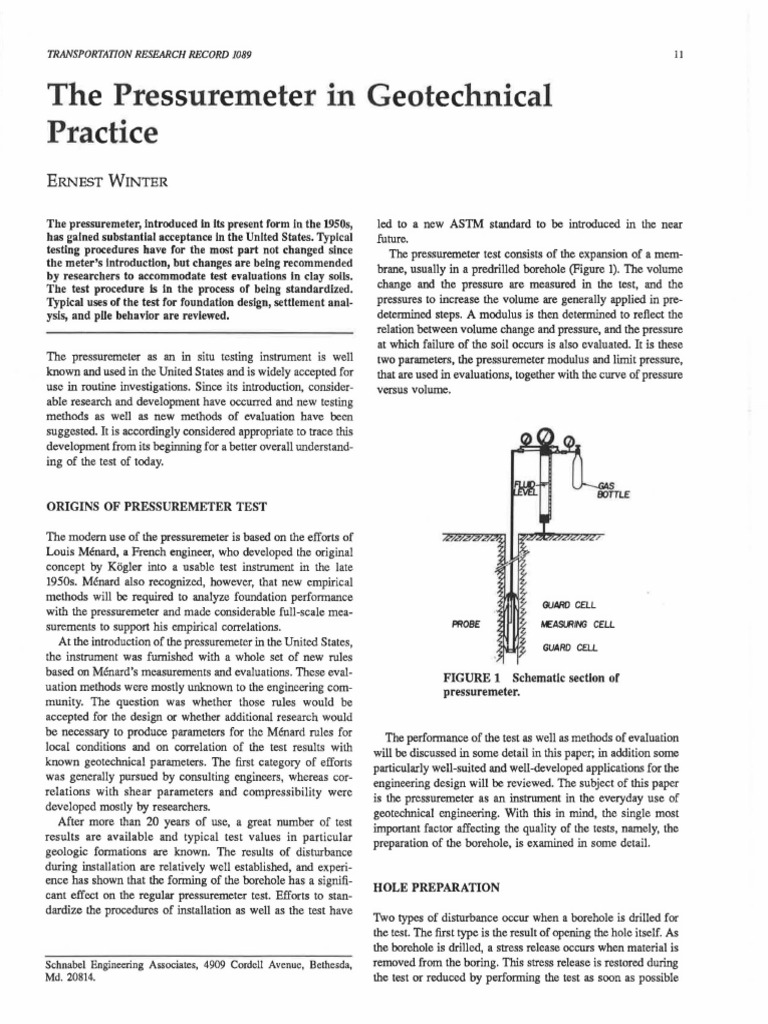 Pressuremeter Testing in Geotechnics | PDF | Geotechnical Engineering ...