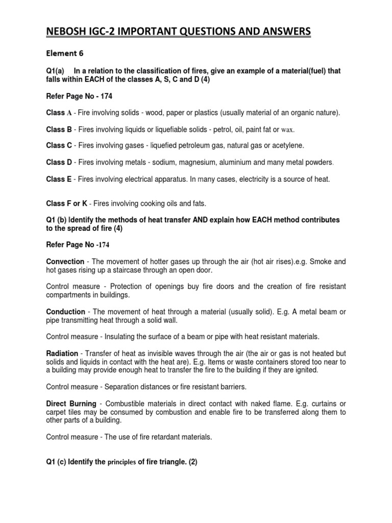 Nebosh Igc-2 Important Questions and Answers: Element 6 | Download Free ...