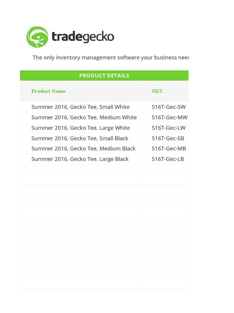TradeGecko Reorder Point Calculator Excel PDF