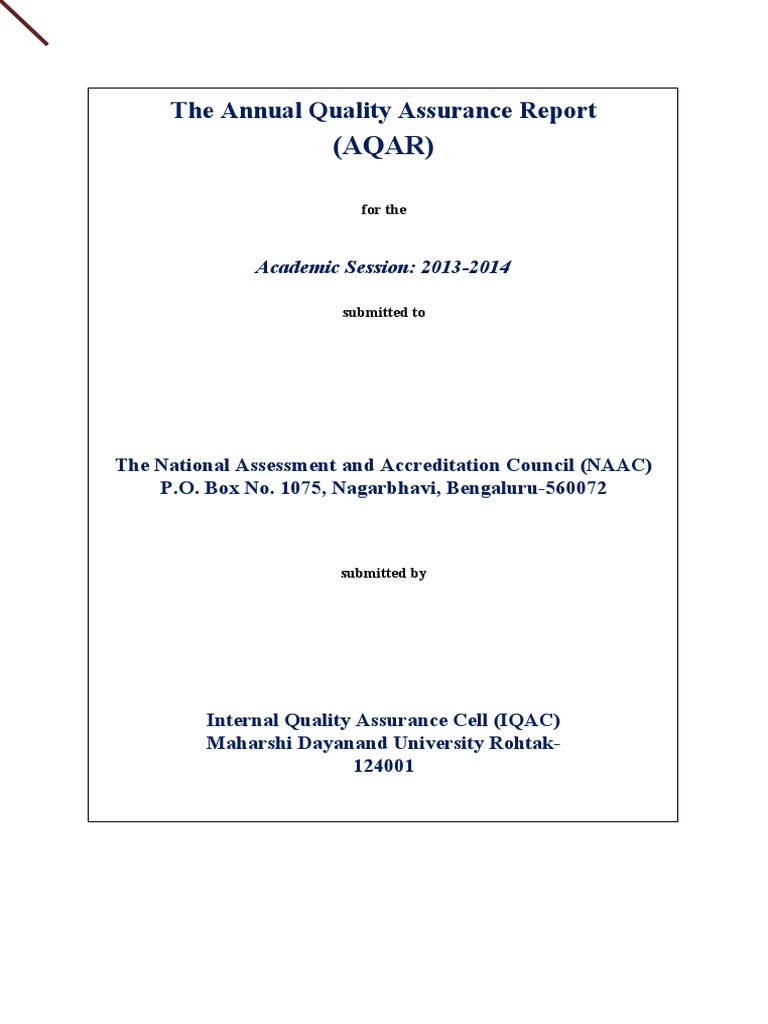 AQAR 2013-14: MDU Quality Report | PDF | Audit | Teachers