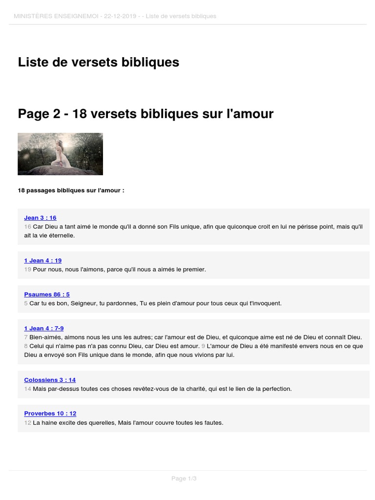 18 Versets Bibliques Sur L Amour Pdf Theologie Textes Religieux