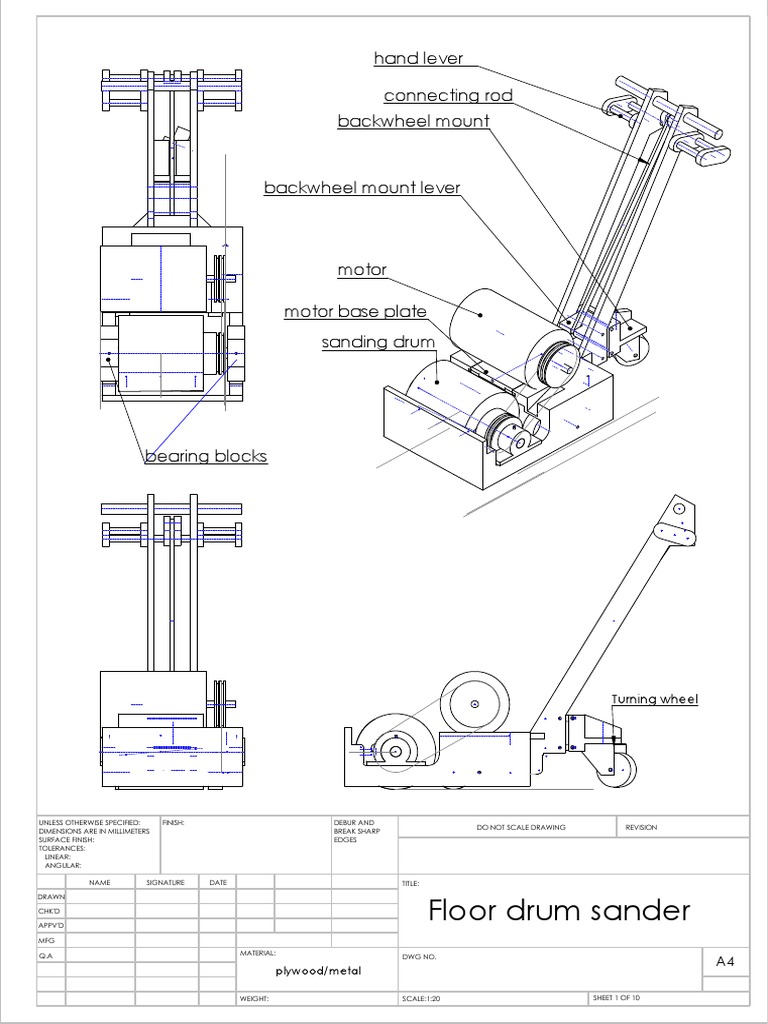 Drum Sander Study Plans PDF Mechanical Engineering Manufactured Goods