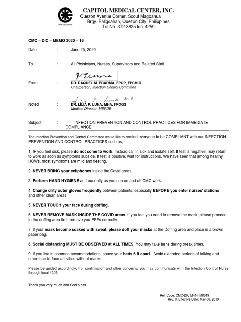 Infection Control Practices Reminder | PDF