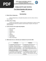 It6004-Software Testing Two Marks Question With Answers Unit-I