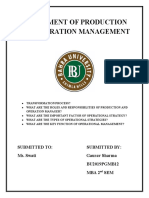 MBA 2nd ASSIGNMENT 1 - SUBJECT - ASSIGNMENT OF PRODUCTION AND OPERATION MANAGEMENT