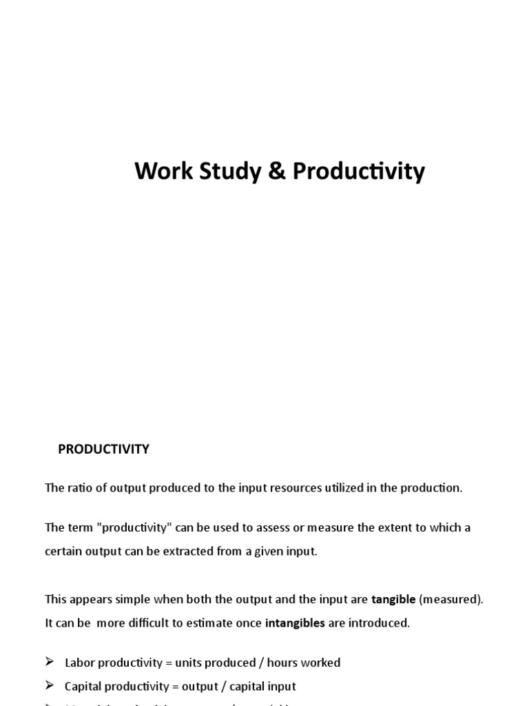 Work Study & Productivity | PDF | Business | Economies