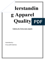Understandin G Apparel Quality: Fabrics & Trims Test Report